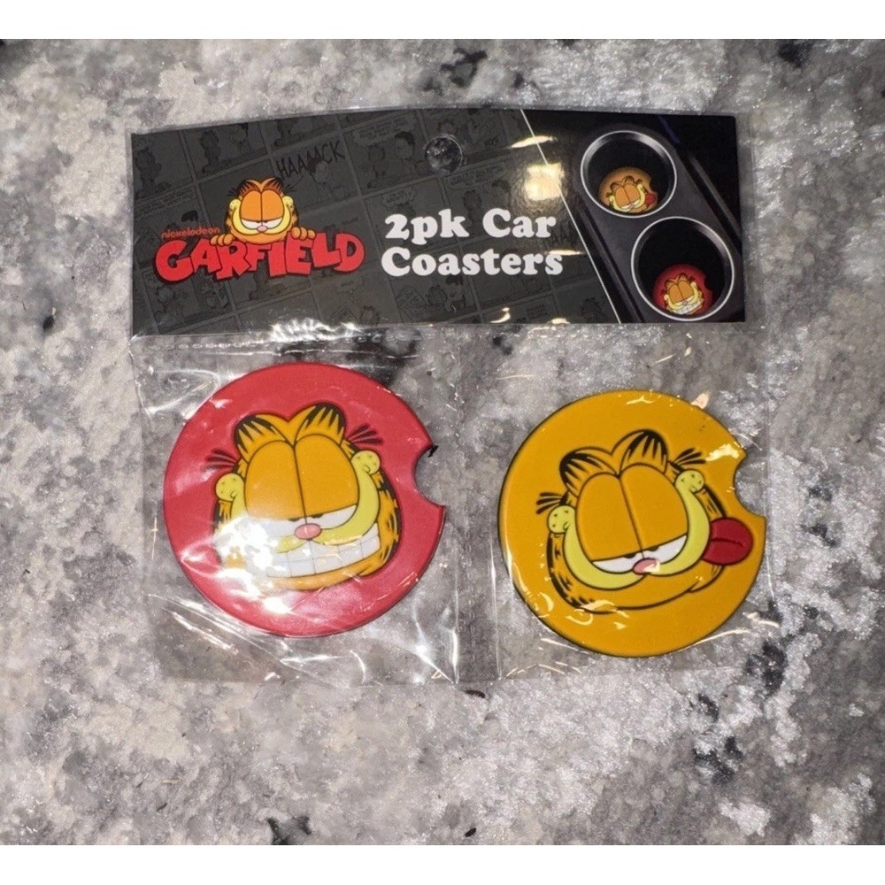 Nickelodeon GARFIELD 2 Pack Plastic Car Coasters NIP‎